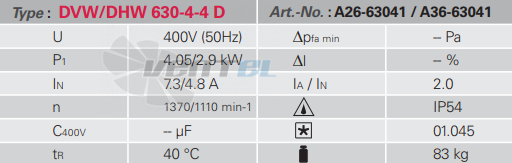 Rosenberg DVW 630-4-4 D - описание, технические характеристики, графики